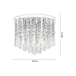 Luxoria Ceiling Light, Includes 4xG9 Sockets, Max. 3W, Chrome Metal/Transparent Crystals, Ø35 cm small 4