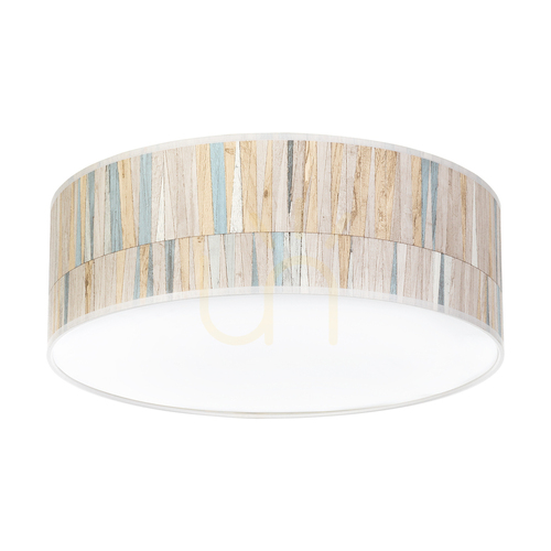 Check Malo Ceiling Light, 3xE27, Max. 25W, White Metal/Multicolored Wallpaper Lampshade, Ø38 cm