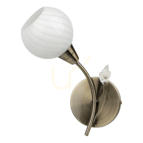 Check Marbella Wall Sconce 1xE14 Max. 40W, Metal Patina/White, Glass Shade 22 cm
