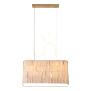 Malo Pendant Light 2xE27 Max. 40W Oiled Oak/Transparent PVC Cable/Multicolored Wallpaper Lampshade 56 cm small 2