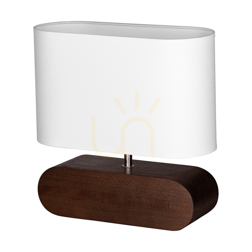 Marinna Table Lamp, 1xE27, Max. 25W, Beech and Walnut Wood / Transparent PVC Cable / White Lampshade, 30 cm