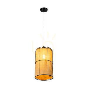 Marinero Pendant Light, 1xE27, Max. 15W LED, Black Metal/Black Braided Cable/Black Metal Shade with Beige Linen, Ø20 cm small 3