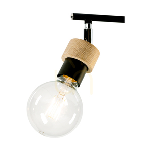 Marjolaine Ceiling Light, 3xE27, Max. 25W, Oiled Oak/Black Metal, 49 cm small 1