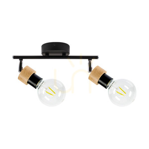 Marjolaine Ceiling Light, 2xE27, Max. 25W, Oiled Oak/Black Metal, 34 cm small 0