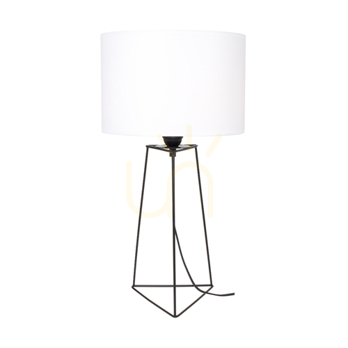 Check Marlene Table Lamp, 1xE27, Max. 25W, Black Metal/Black PVC Cable/White Lampshade, Ø30 cm