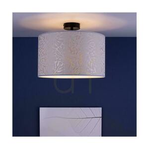 Mateo Ceiling Light, 1xE27, Max. 60W, Black Metal/Beige Lampshade with Wallpaper, Ø40 cm small 2