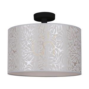 Mateo Ceiling Light, 1xE27, Max. 60W, Black Metal/Beige Lampshade with Wallpaper, Ø40 cm small 0