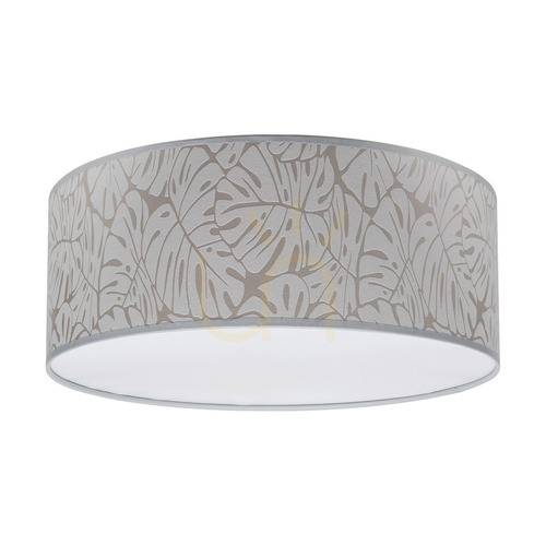 Check Mateo Ceiling Light, 3xE27, Max. 25W, White Metal/Beige, Wallpaper Lampshade, Ø38 cm