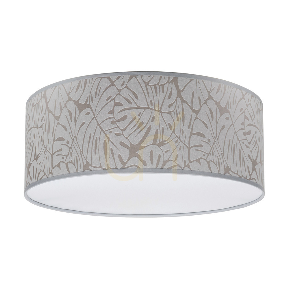 Mateo Ceiling Light, 3xE27, Max. 25W, White Metal/Beige, Wallpaper Lampshade, Ø38 cm