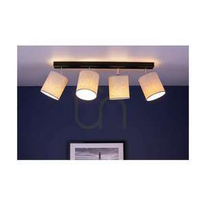 Mateo Ceiling Light, 4xE27, Max. 25W, Black Metal/Chrome Metal/Beige, 90 cm Wallpaper Lampshade small 1
