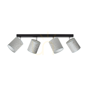 Mateo Ceiling Light, 4xE27, Max. 25W, Black Metal/Chrome Metal/Beige, 90 cm Wallpaper Lampshade small 0