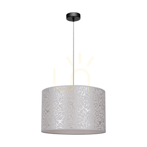 Mateo Pendant Light, 1xE27, Max. 60W, Black Metal/Transparent PVC Cable/Beige Wallpaper Lampshade, Ø40 cm small 0
