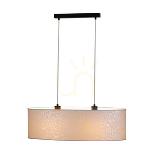 Mateo Pendant Light, 2xE27, Max. 40W, Black Metal/Transparent PVC Cable/Beige Wallpaper Lampshade, 80 cm small 3