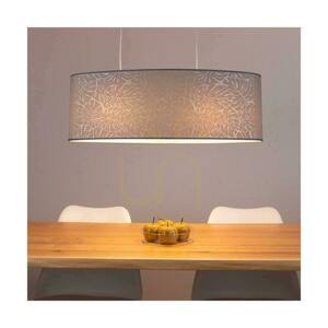 Mateo Pendant Light, 2xE27, Max. 40W, Black Metal/Transparent PVC Cable/Beige Wallpaper Lampshade, 80 cm small 5