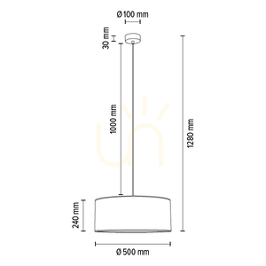 Mateo Pendant Light, 1xE27, Max. 60W, Black Metal/Transparent PVC Cable/Beige Wallpaper Lampshade, Ø50 cm small 3