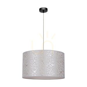 Mateo Pendant Light, 1xE27, Max. 60W, Black Metal/Transparent PVC Cable/Beige Wallpaper Lampshade, Ø50 cm small 0