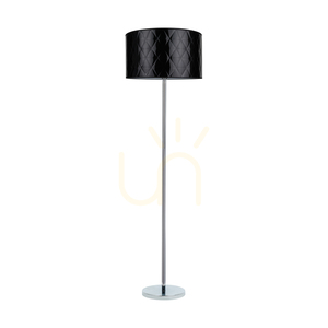 Maxima Floor Lamp, 1xE27, Max. 60W, Chrome Metal / Transparent PVC Cable / Black Lampshade, Ø50 cm small 0