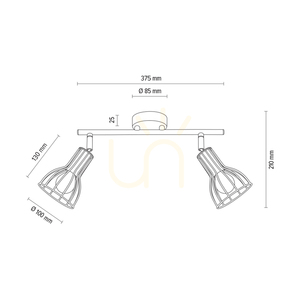 Megan Ceiling Light, 2xE14, Max. 40W, White Metal, 37.5 cm small 4