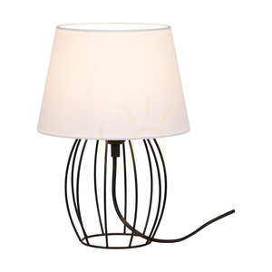 Merano Table Lamp, 1xE27, Max. 25W, Black Metal/Black PVC Cable/White Lampshade, Ø20 cm small 1