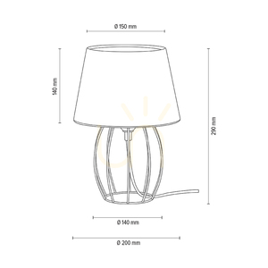 Merano Table Lamp, 1xE27, Max. 25W, Black Metal/Black PVC Cable/White Lampshade, Ø20 cm small 3