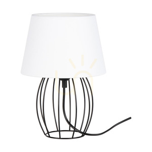 Merano Table Lamp, 1xE27, Max. 25W, Black Metal/Black PVC Cable/White Lampshade, Ø20 cm small 0