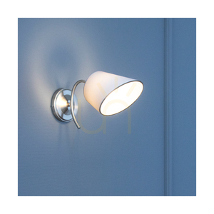 Mette Wall Sconce, 1xE27, Max. 40W, Chrome Metal/White, 30 cm Lampshade small 1