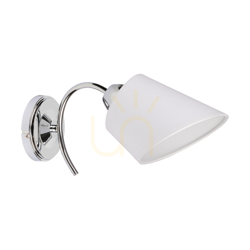 Check Mette Wall Sconce, 1xE27, Max. 40W, Chrome Metal/White, 30 cm Lampshade