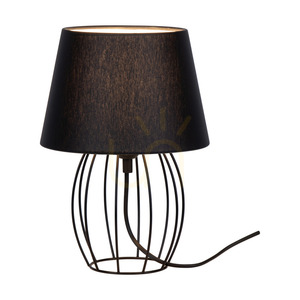 Merano Table Lamp, 1xE27, Max. 25W, Black Metal/Black PVC Cable/Black Lampshade, Ø20 cm small 1