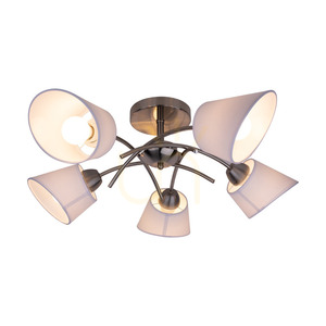 Mette Ceiling Light, 5xE27, Max. 40W, Satin Metal/White, Lampshade Ø70 cm small 1
