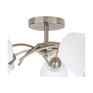 Mette Ceiling Light, 5xE27, Max. 40W, Satin Metal/White, Lampshade Ø70 cm small 2
