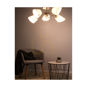 Mette Ceiling Light, 5xE27, Max. 40W, Satin Metal/White, Lampshade Ø70 cm small 3