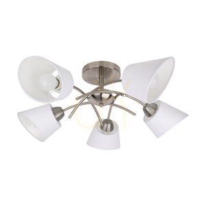 Mette Ceiling Light, 5xE27, Max. 40W, Satin Metal/White, Lampshade Ø70 cm small 0