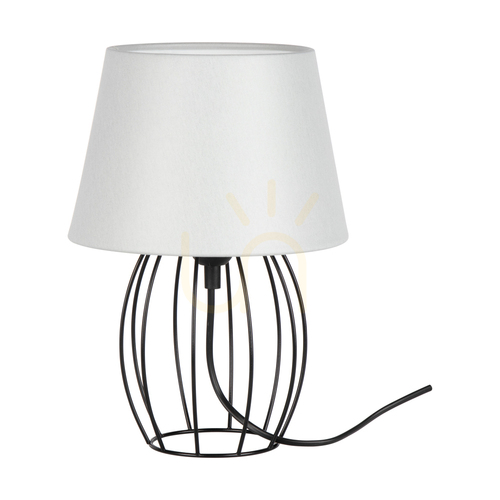 Check Merano Table Lamp, 1xE27, Max. 25W, Black Metal/Black PVC Cable/Gray Lampshade, Ø20 cm