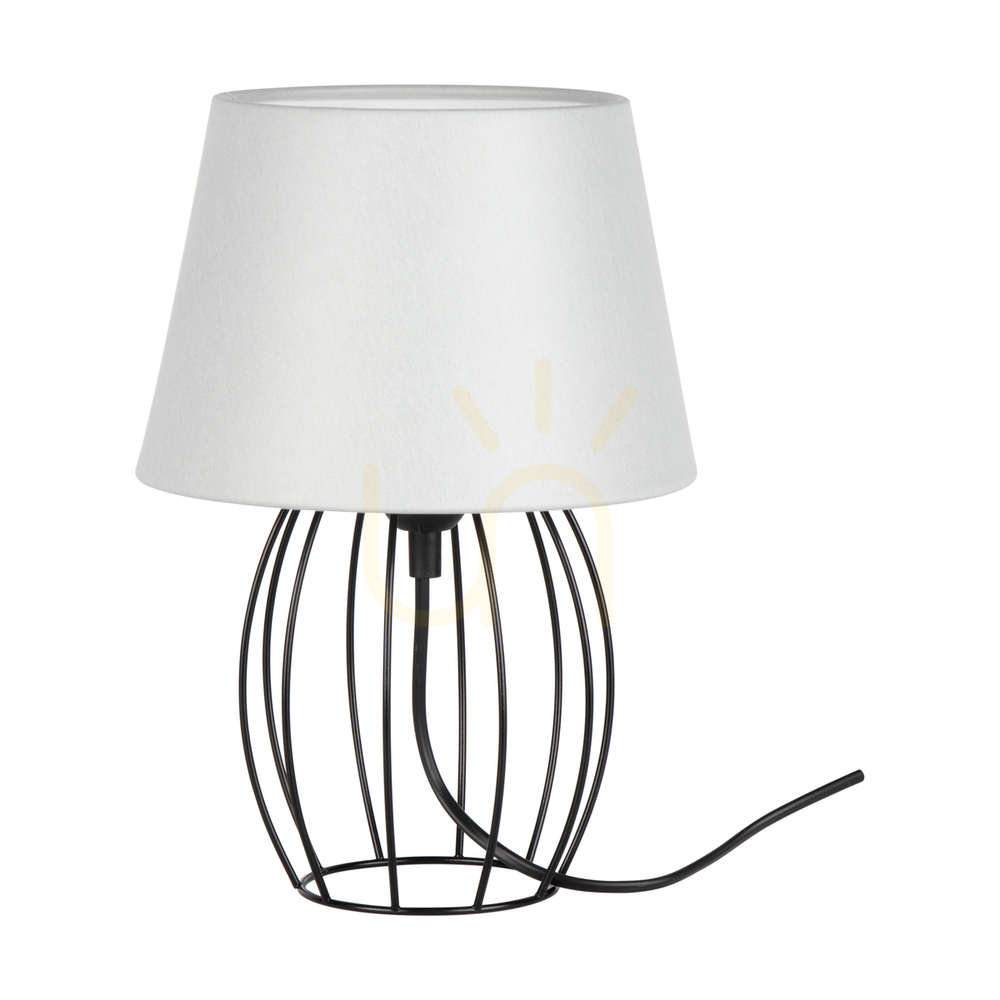 Merano Table Lamp, 1xE27, Max. 25W, Black Metal/Black PVC Cable/Gray Lampshade, Ø20 cm
