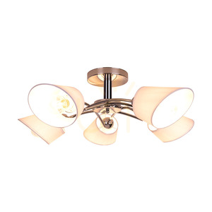 Mette Ceiling Light, 5xE27, Max. 40W, Chrome Metal/White, Lampshade Ø70 cm small 1
