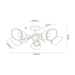 Mette Ceiling Light, 5xE27, Max. 40W, Chrome Metal/White, Lampshade Ø70 cm small 3