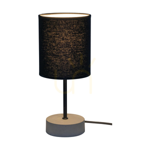 Mila Table Lamp, 1xE27, Max. 25W, Gray Concrete/Black Metal/Black PVC Cable/Black Lampshade Ø13 cm small 1