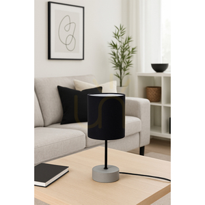 Mila Table Lamp, 1xE27, Max. 25W, Gray Concrete/Black Metal/Black PVC Cable/Black Lampshade Ø13 cm small 2
