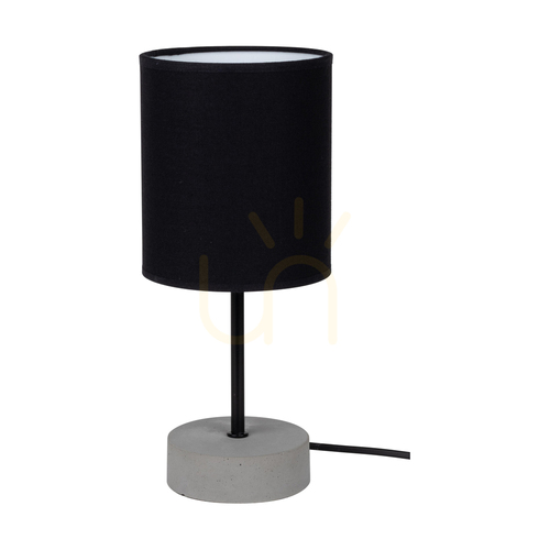 Check Mila Table Lamp, 1xE27, Max. 25W, Gray Concrete/Black Metal/Black PVC Cable/Black Lampshade Ø13 cm