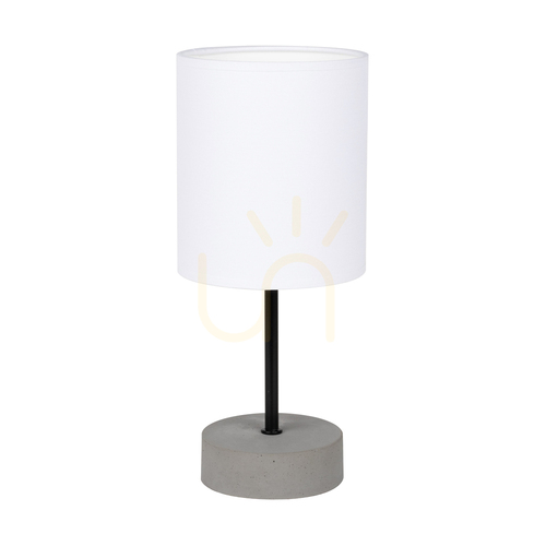 Check Mila Table Lamp, 1xE27, Max. 25W, Gray Concrete/Black Metal/Black PVC Cable/White Lampshade, Ø13 cm