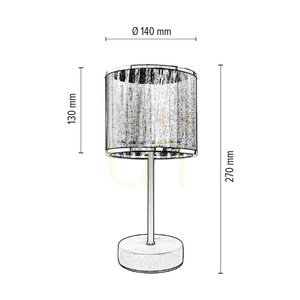 Mila Table Lamp, 1xE14 Max. 25W Gray Concrete/Black Metal/Black PVC Cable/Black and Chrome Lampshade Ø14 cm small 2