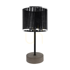 Mila Table Lamp, 1xE14 Max. 25W Gray Concrete/Black Metal/Black PVC Cable/Black and Chrome Lampshade Ø14 cm small 0