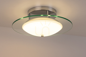 Minnesota Ceiling Light, 1xLED, 3000K, 22W, Chrome Metal/White-Transparent Glass, Ø45 cm small 3