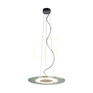 Minnesota Pendant Light, Includes 1x 3000K 22W LED, Chrome Metal/White-Transparent Glass, Ø45 cm small 1