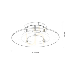 Minnesota Ceiling Light, 1xLED, 3000K, 22W, Chrome Metal/White-Transparent Glass, Ø45 cm small 3