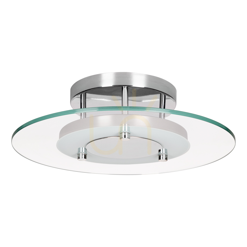 Minnesota Ceiling Light, 1xLED, 3000K, 22W, Chrome Metal/White-Transparent Glass, Ø45 cm