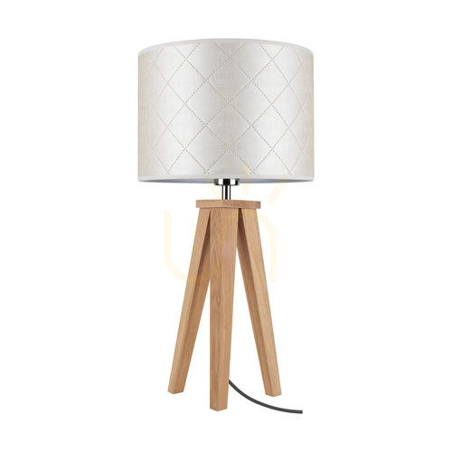 Check Mirabella Table Lamp, 1xE27, Max. 60W, Oiled Oak/Anthracite, Braided Cable, Pearl Lampshade, Ø30 cm
