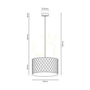 Mirabella Pendant Light 1xE27 Max. 60W Oiled Oak/Anthracite Braided Cable/Brown Lampshade Ø50 cm small 2