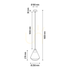 Mistral Pendant Light, 1xE27, Max. 60W, Chrome Metal / Transparent PVC Cable / Silver-Transparent Glass Shade, Ø25 cm small 4