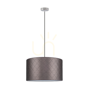 Mirabella Pendant Light, 1xE27, Max. 60W, Chrome Metal/Anthracite Braided Cable/Brown Lampshade, Ø50 cm small 0